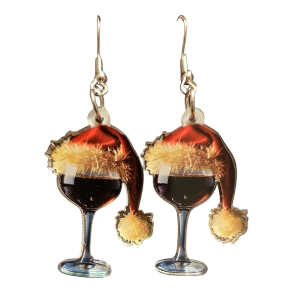 Wine Glass Acrylic Earrings - Picture 1 of 5